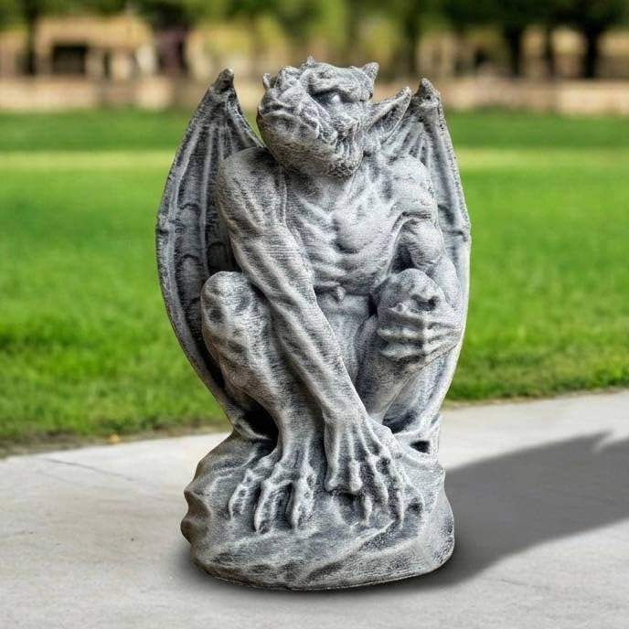 Winged Gargoyle Concrete Garden Outdoor Gothic Statue Handcrafted Decor Cement Dragon Sculpture Mythical Beast Figurine Lawn Patio Porch Entryway Halloween Fantasy Decor - Image 7
