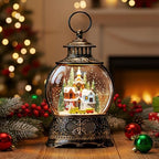 Christmas Snow Globe Water Lantern with Mountain Village and Train Scene Battery Operated or USB Powered Musical Lighted Holiday Decoration for Tabletop Display for Family and Friend by XPSCOCO