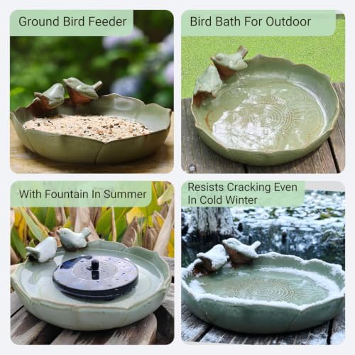 Ceramic Bird Bath for Outside on Ground, 9.45-Inch Birds Bath Bowl Only, Ground Bird Feeders and birdbath for Outdoors, Garden, Tabletop, Deck, Balcony and Lawn - Image 6
