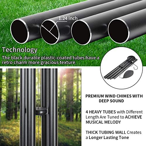 Large Wind Chimes Outside Deep Tone,44" Memorial Wind Chimes Outdoor with 4 Heavy Tubes Soothing Melody Sympathy Gift for Mom Patio Hanging Decor - Image 4