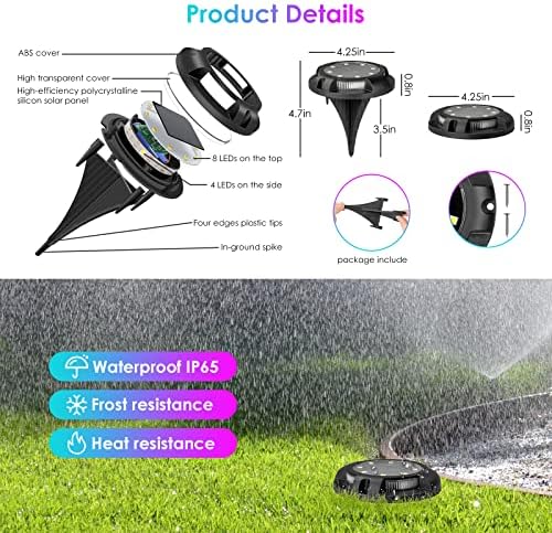 Fohil 12 Pack Solar Ground Lights for Pathway Lawn Yard Deck Garden Decor - Image 5