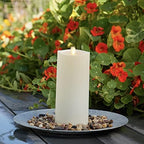 Luminara Outdoor Flameless LED Ivory Candle Melted Edge 3.75" x 9" Real Moving Flame Battery Operated Timer Plastic Weather-Resistant - Image 2