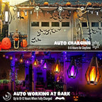 iBaycon 42FT 15 LED Solar Flame Halloween String Lights, Warm White+Purple - Image 4