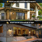 Brightever 2-Pack Dusk to Dawn Outdoor Wall Lantern, Exterior Light Fixtures with Photocell Sensor, Black Wall Light Waterproof, Waterfall Glass Outside Wall Sconce for Porch House Garage - Image 2