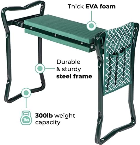 Garden Kneeler And Seat - Protects Your Knees, Clothes From Dirt & Grass Stains - Foldable Stool For Ease Of Storage - EVA Foam Pad - Sturdy and Lightweight - Bench Comes With A Free Tool Pouch! - Image 4
