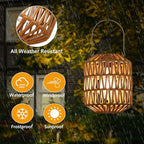 2 Pack Solar Lanterns Outdoor Waterproof, Rattan Solar Lights for Yard, Outdoor Garden Lights, Hanging Lanterns Decorative Birthday Gifts for Mom Grandma, Outdoor Lanterns for Porch Patio Pathway - Image 3