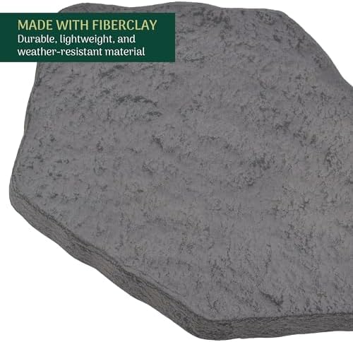 Arcadia Garden Products Set of 4, 16x17” Dark Gray Stepping Stone Fiberclay Pavers, Outdoor Garden Natural Repeatable Pattern Pathway, Faux Stone Decorative Landscaping Walkway - Image 4