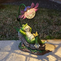 Solar Frog Garden Decor Outdoor Statue - Frog Umbrella LED Waterproof Sculpture Light, Patio Pathway Frog Lamp Figurine for Yard Lawn Garden Gifts for Women Mom Grandma by Unknown