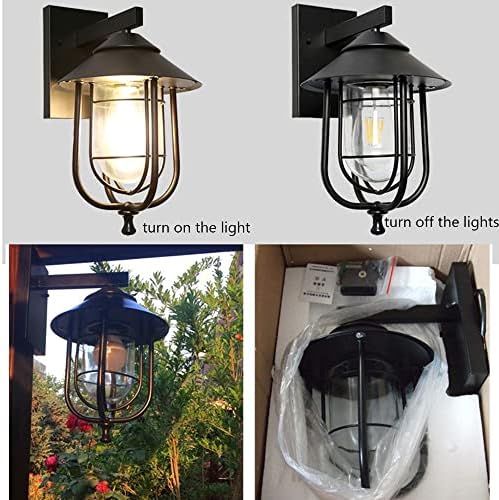Black 1-Light Outdoor Wall Lantern 1 Pack, Iron Exterior Wall Lamp with Clear Glass Shade Vintage Wall Light Fixtures Wall Mount Kerosene Style Lamp for Porch Yard Garage Room - Image 5