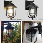 Black 1-Light Outdoor Wall Lantern 1 Pack, Iron Exterior Wall Lamp with Clear Glass Shade Vintage Wall Light Fixtures Wall Mount Kerosene Style Lamp for Porch Yard Garage Room - Image 5