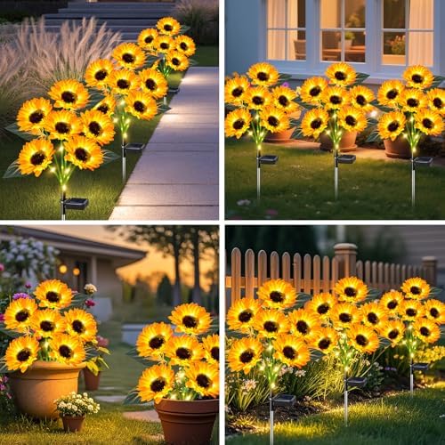 ostritec Solar Lights Outdoor Garden Decor 6 Pack, 36 Sunflower, Waterproof - Image 6