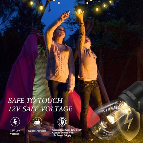 GANA 12V Low Voltage & Safe LED Outdoor String Lights,96FT 30 Shatterproof Bulbs, 2200K Warm White Pergola Lights for Your House's, Garden, Fence, Porch,Balcony,and Bistro（96FT） - Image 5