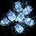 SmilingTown Solar Mason Jar String Light Lids 12 Pack 30 LED Fairy Firefly Inserts Lighting with 12 Hangers Waterproof for Outdoor Tree Patio Lawn Garden Decor, No Jars (Cool White) - Image 3