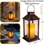 2 Pack 14'' Outdoor Solar Lanterns, Large Solar Lanterns Outdoor Waterproof - Image 6