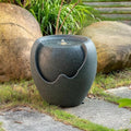 16.93” H Outdoor Water Fountain Made with Eco-Friendly Recyclable Materials, Polyethylene Round Bubbler Water Fountain Outdoor, Garden Decor with LED Light for Patio, Porch, Backyard (16.93") by PUULYE