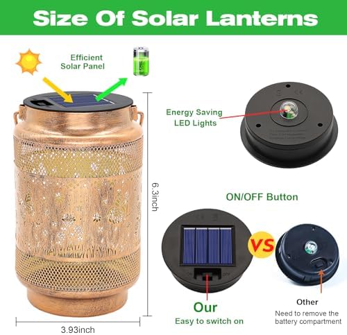Butterfly Solar Lanterns Outdoor Waterproof Garden Decor, Gifts for Women Mom Grandma Birthday, Metal Hanging Solar Lights for Outside Yard Patio Pathway Backyard Porch - Image 3