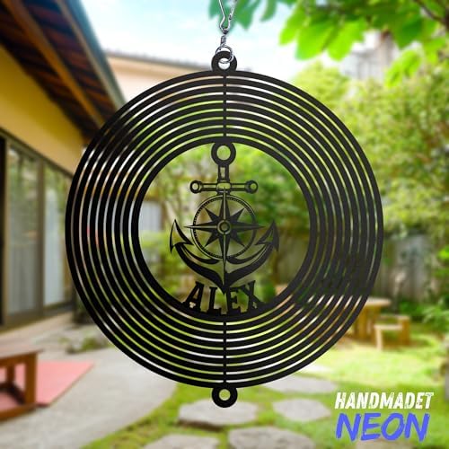 Personalized Ballerina Dancer Wind Spinner Sublimation Custom Name Ballet Dance Metal Art Laser Cut Design 3D Decor for Garden Yard Outdoor Indoor Patio Lawn Porch Girl Woman Gifts (Anchor Geometric) - Image 6