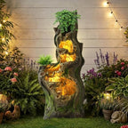 5-Tiered Garden Water Fountain Outdoor, 40" H Fountain and Waterfall by Dephet