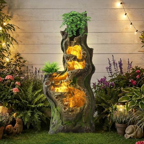 5-Tiered Garden Water Fountain Outdoor, 40" H Fountain and Waterfall by Dephet