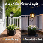 2Pack Solar Planter with Street Lamp Post 2-in-1, 75 cm, Black - Image 2