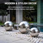 Stainless Steel Hollow Sphere Mirror Polished Decorative Metal Ball for Stair Railing Gate Fence Garden and DIY Projects,350mm - Image 6