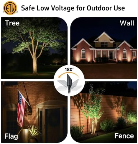 Gardenreet Die-Cast Brass Spot Light Outdoor - 12V Uplighting Waterproof, LED Low Voltage Landscape Lights, Metal Bronze for Fence Fountain Without MR16 Bulbs (12 Pack) - Image 5