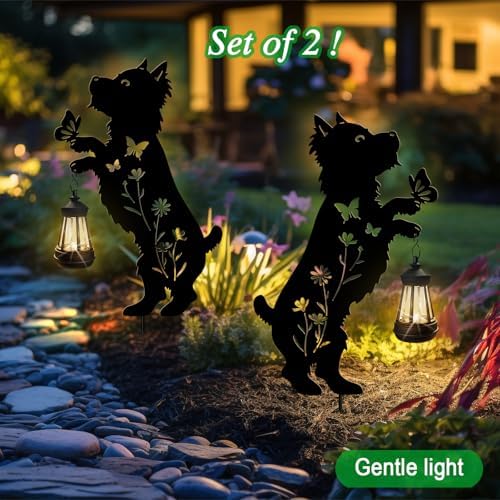 Yorkie Gifts for Women,Dog Solar Lights Outdoor Pathway Yard Garden Stakes - Image 7