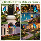 Butterfly 2 Pcs Solar Garden Outdoor Lights Decor Waterproof 33in - Image 4