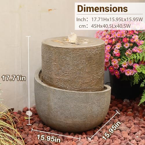 18H Modern Outdoor Water Fountain Zen-Style with Warm LED Lights - Image 2