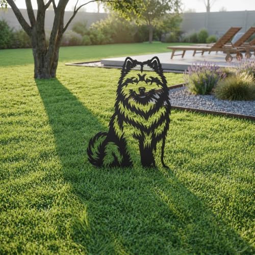 Dog Metal Garden Stake - Weatherproof Dog Silhouette Yard Art, Decorative Outdoor Sign for Lawn & Patio, Heartfelt Gift for Japanese Spitz Lovers(Stand,14") - Image 2