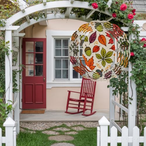 10 Inch Thanksgiving Fall Wind Spinner for Yard and Garden, Retro Autumn Maple Leaves Pine Cone Hanging Ornaments Outdoor 3D Kinetic Wind Sculpture Spinners Indoor Outdoor Patio Décor Ornaments Gift - Image 4