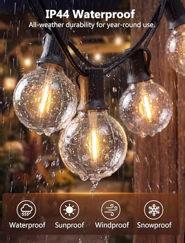 GOOTHY G40 LED Outdoor String Lights, 50Ft Patio String Lights Waterproof with 52 Shatterproof Globe Bulbs, Hanging Outdoor Lights for House Backyard Party Cafe Balcony Porch Christmas Decor, Black - Image 3