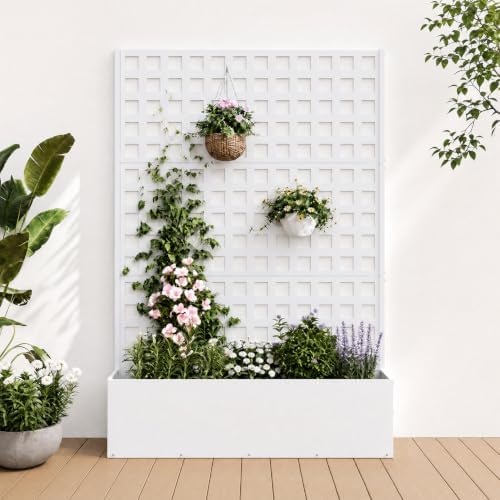 Garvee Metal Planter Box with Trellis 71"x47"x16", 15.7" Deep Planting Bed by Garvee