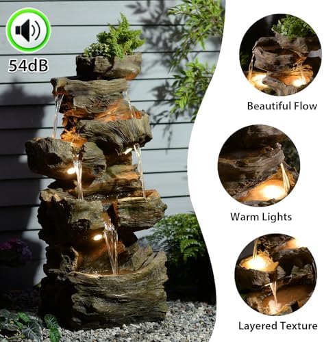 Bumilgar 40.6" H Wood-Like Water Fountain Indoor & Outdoor 5-Tier - Image 4