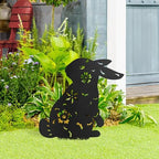 Floral Rabbit Metal Garden Stake Decorative, Elegant Floral Cutout Design Silhouette Statues for Yard Art, Outside, Patio, Outdoor Decor, Garden Decorations, Lawn Ornaments - 16" Black - Image 3