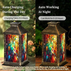 Solar Lantern Abstract Stained Glass Features an Intricate Arrangement Outdoor Waterproof Hanging Solar Light Outside Lights for Patio Yard House Lawn Decor Birthday Gifts for Women Mom - Image 4