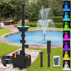 AquaMiracle Submersible Pond Fountain Pump 600GPH | Remote Controlled LED Lights | Outdoor Water Fountain Pump | 3 Fountain Patterns | for Small Ponds, Gardens, Water Feature, Bird Baths by AquaMiracle