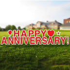 Vispronet Happy Anniversary Red Yard Signs with Stakes – Each Letter is 18in Tall – Includes Bonus Star, Heart and Balloon – Weather-Resistant Signs and Steel Stakes by Vispronet