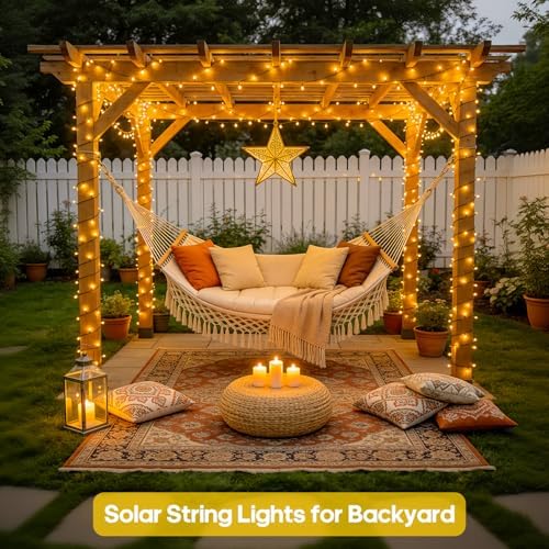 JMEXSUSS 600 LED Solar Christmas Lights, 206.7ft Warm White String Lights - Image 3