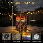 Solar Lantern Outdoor Waterproof Desert Landscape Cactus Sunset Stained Glass Style Garden Decor LED Hanging Solar Lights Tabletop Lamp Gifts for Women Mom Outside Yard Patio Porch - Image 2