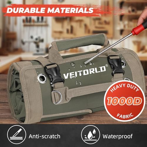 Tool Roll Up Bag, Gifts for Men Dad from Wife Daughter Fathers Day, Portable Tools Box Storage for Men, Heavy Duty Tool Organizer W/Detachable Pouches for Electrician Mechanic Carpenter - Image 4