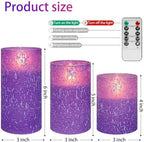 Purple Flameless Candles With Remote LED Battery Operated Candles Set of 3 - Image 2