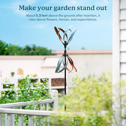 Wind Spinners Outdoor – Metal Large Wind Spinner with Stake for Yard and Garden, Garden Wind Sculptures & Spinners, Ideal Gift for Family (13'' W x 70.5'' H) - Image 2