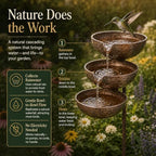 Rain Catcher Bird Bath Tiered, 3-Tier Metal Rain Water Bird Bath Garden Stake, Cascading Water Bowls Attract Hummingbirds, Birds, Butterfly for Yards Lawns Gardens (Copper) - Image 3