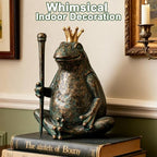 Frog Garden Statue, Yard Decorations Outdoor Decor, Weather-Resistant Animal Figurines & Sculptures, Seated Prince Frog with Scepter for Patio & Lawn, 11.5" H×9.8" L - Image 6
