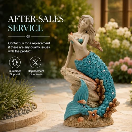 Magical Solar Mermaid Garden Statue Figurine - Image 5