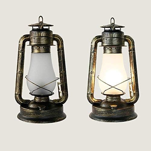 Vintage Wrought Iron Table Lamp - Retro Kerosene Lantern Style - Bronze Metal Desk Light for Home, Restaurant, Farmhouse & Office - Image 6