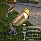 LumStory Brass Solid Landscape Light Low Voltage 12V Outdoor Brass Landscape Spotlights with 5W MR16 Bulb 3000K Warm White, IP65 Waterproof Up Light Landscape Lighting for Garden Yard Pathway - Image 6