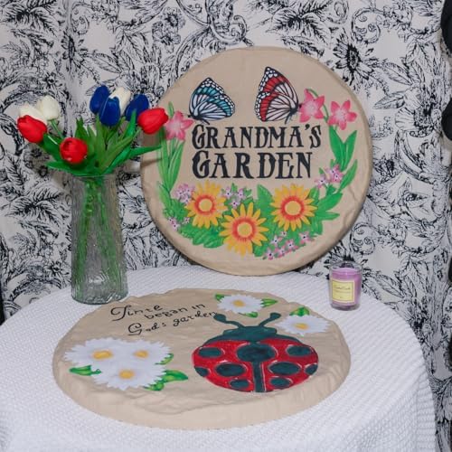 4Pcs Round Sunflower Stepping Stone Outdoor Garden Walkway, Durable Plastic Pavers for Patio, Pathway, and Landscaping, Weatherproof Stepping Stones with Ground Stakes (Round Butterfly) - Image 6