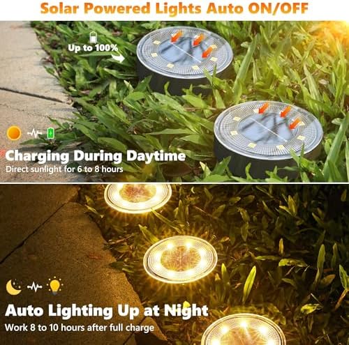 Joomer 16 Pack 3.4inch Solar Ground Lights Outdoor Waterproof, Warm White - Image 2